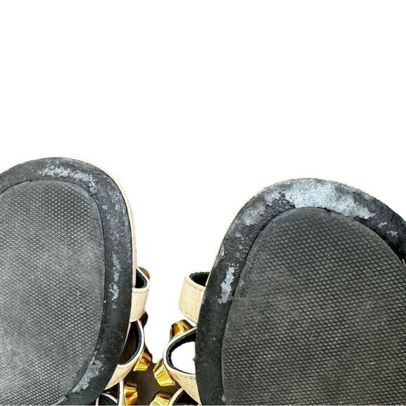 Balenciaga Beige Leather Arena Giant Studded Flat Slides Size 36.5 - Picture 8 of 9